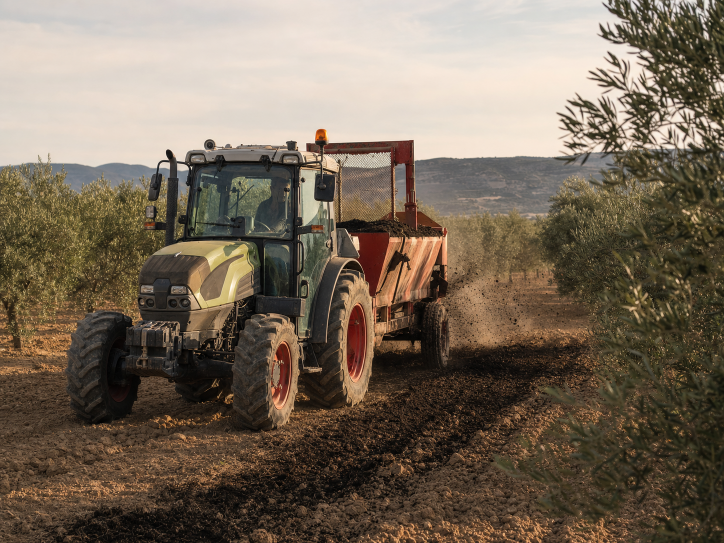 Ilustración de un tractor realizando una actuación agrícola